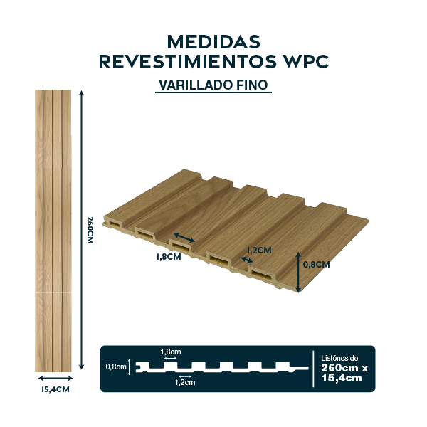 Pintecord Revestimientos WPC Varillado Fino 15CM X 2.40M