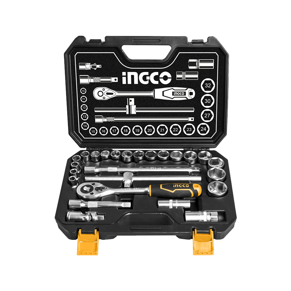Ingco Set De Dados Y Llave Tubo Con Crique Industrial *#