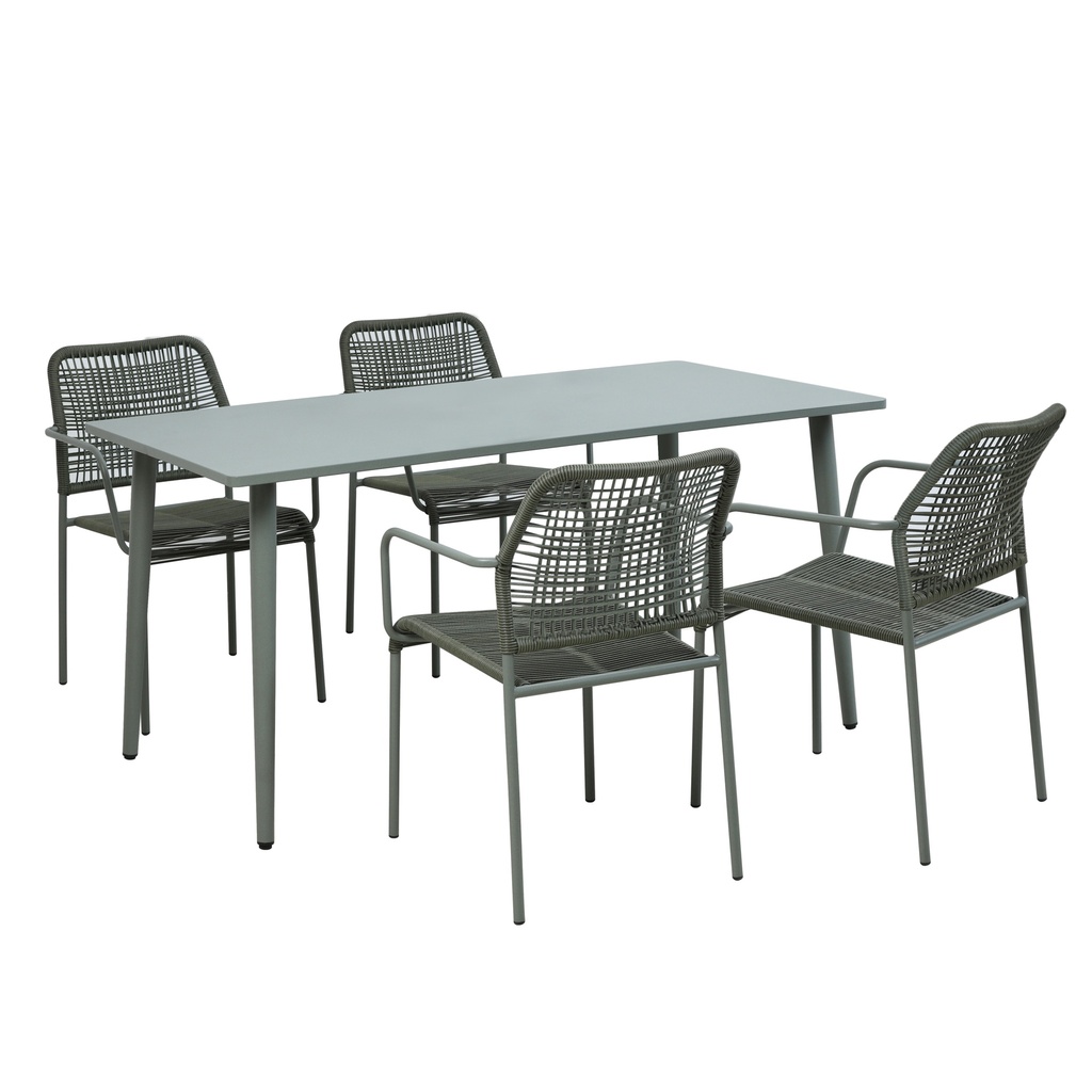 Pintecord Set Pistacho de Mesa y Sillas de Rattan 5 Piezas 