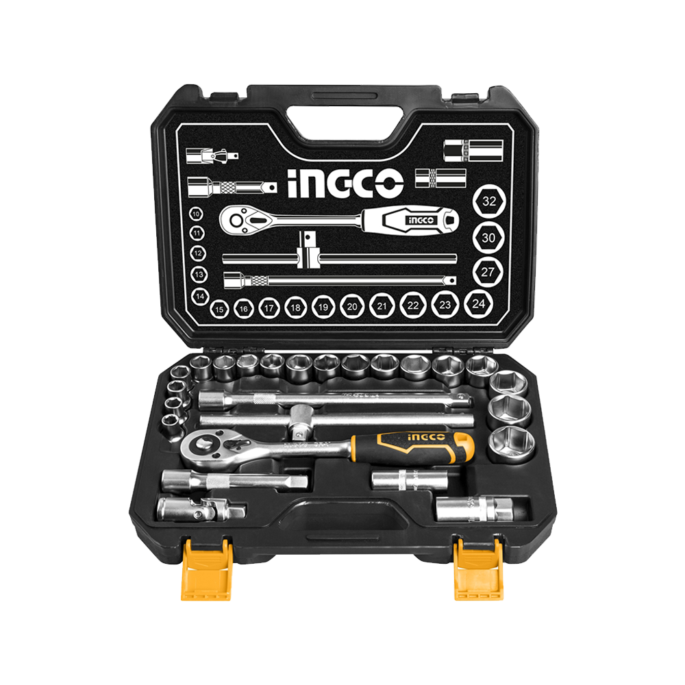 Ingco Set De Dados Y Llave Tubo Con Crique Industrial